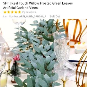 QTY 17 : 5ft Frosted leaf willow garland wedding